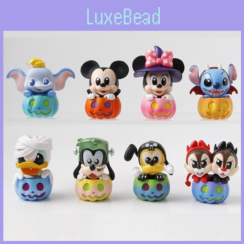 Donald Stitch Duck Pumpkin Shaped Halloween Themed Model Ornament Set