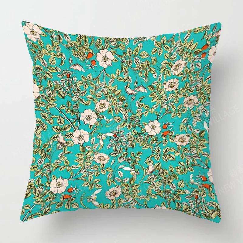 Nordic Fall Home Decor Autumn Throw Pillow Case Sofa Cushion Cover Modernplant Green Leaf