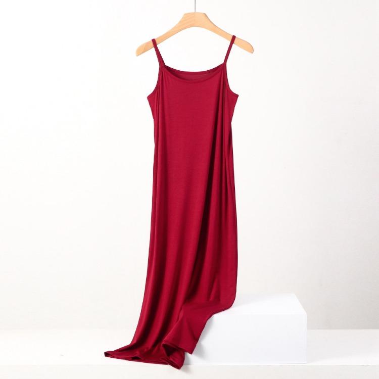 Plus Size Loose Fit Modal Camisole Pajamas Dress Comfortable Anti Exposure for 200 Lbs