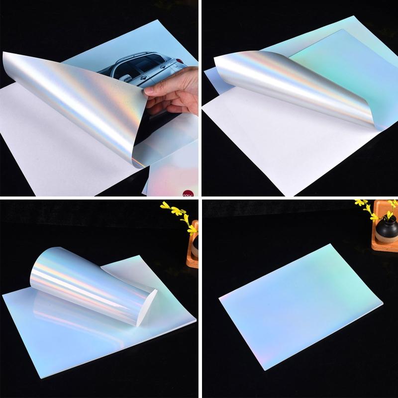20Pcs A4 Rainbow Sticker Paper Printable Holographic Vinyl Sticker Paper Dries Quickly Waterproof Sticker For Ink Print