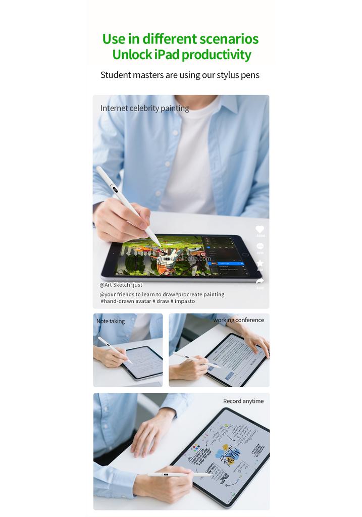 WKZP023B Active Stylus Pen Magnetic Attraction Replaceable Nib Faster Charging 15 Minutes iPad Mini 7th(A17 Pro)/6th/5th Gen