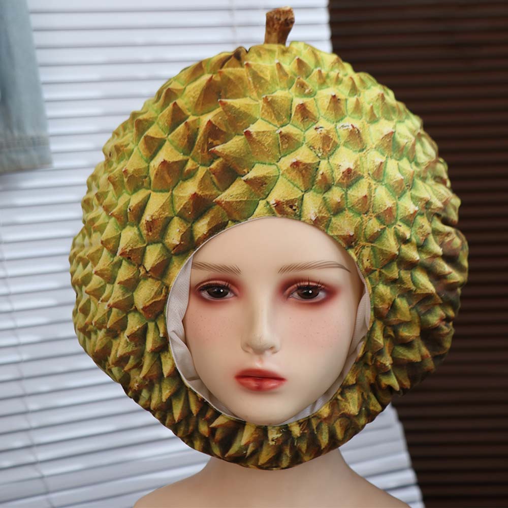 Funny Simulation Durian Hat Soft Cartoon Plush Hat Plush Headwear Durian Headgear  Costume Parties