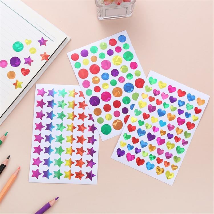 960/1080/1380Pcs Sparkling Heart Star Sticker for Scrapbooking Children Reward Sticker Wrapping Sticker for Packaging