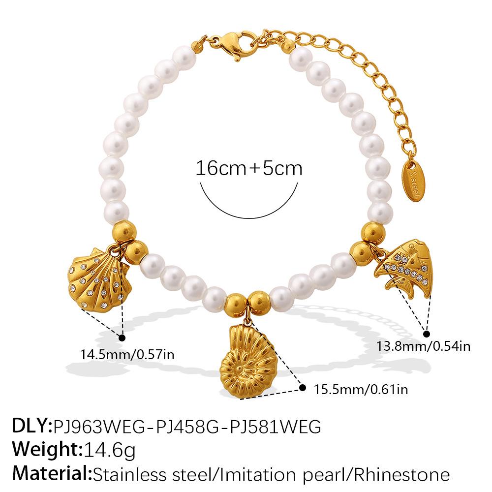 Seaside vacation wind shell starfish imitation pearl bracelet necklace niche design high-end suit women