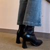 Autumn and winter new retro thin boots high heel thick heel short boots women's small square head elastic boots