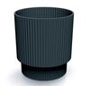 Antracitfärgad räfflad blomkruka på plastfot, 138x128 cm, Milly Rund överdrag