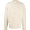 Solid Color Chunky Knit Crew Neck Long Sleeve Sweater Men Sweater White HKS011-017150