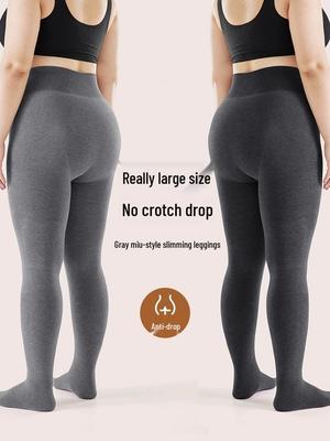 Warm Seamless High-Waisted Footed Leggings for Plus Size Women and Girls - Non-Slip Autumn/Winter