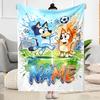 Bluey's Soccer Fun Customize Text Blanket Multi-purpose Personalized Blanket Soft & Cozy Perfect for Livingroom Chair Office Seaside for All Occasions