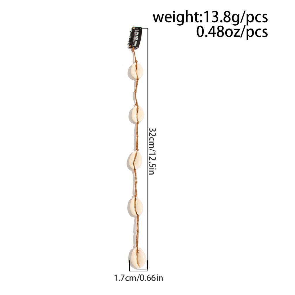 Beach Conch Starfish Scallop Tassel Hair Accessory for Women DIY Summer Beach Long Pendant Braided Wax Thread Hair Decoration Jewelry Charm Hair Clip