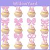 Event Venue Table Decorations With Gold Glitter Paper Bows And Flags For Party Settings