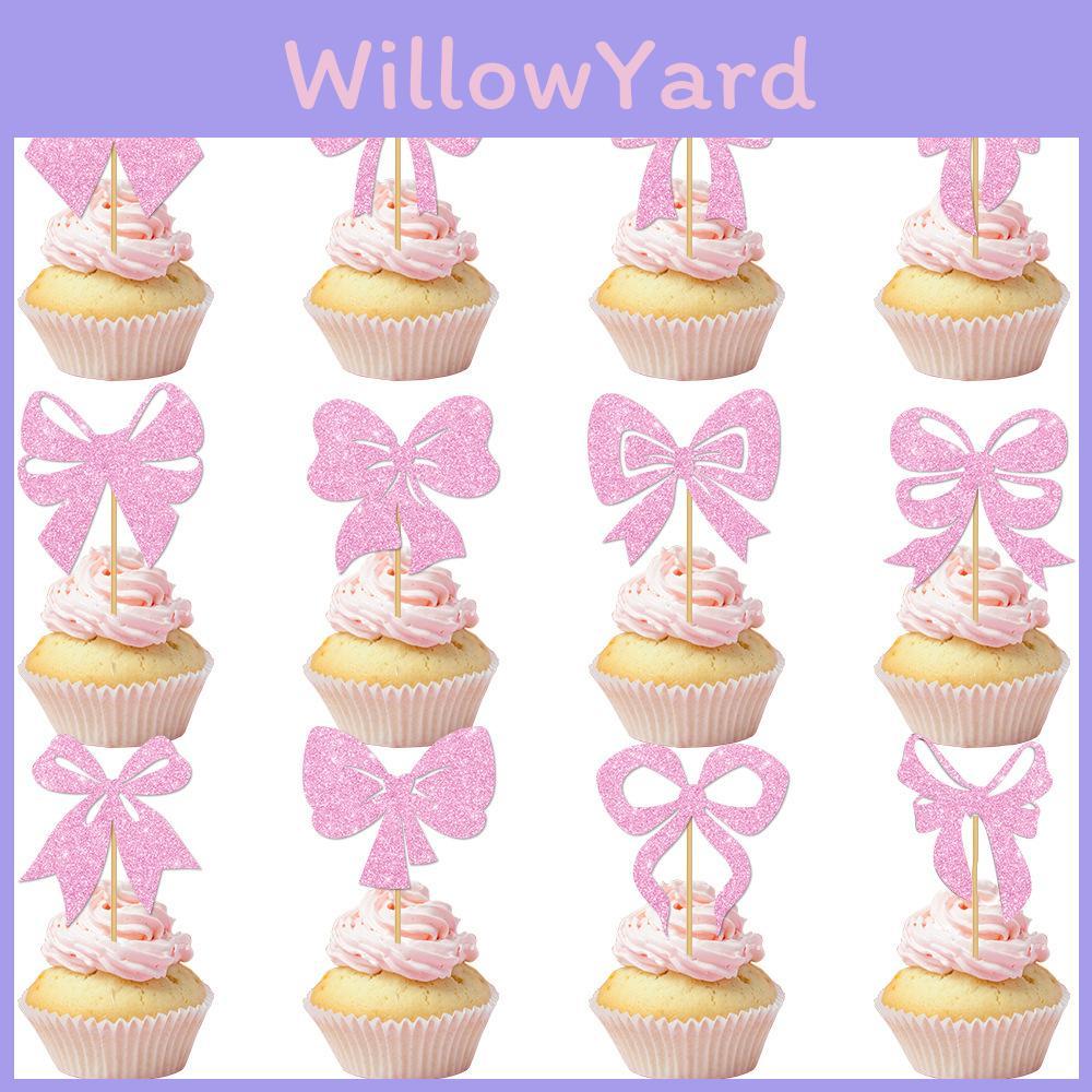 Event Venue Table Decorations With Gold Glitter Paper Bows And Flags For Party Settings