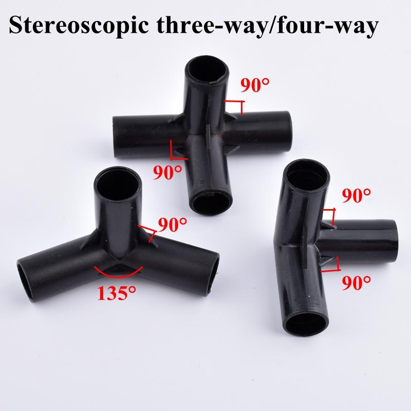 2-30Pcs ABS Black Joint Three-way Four-way 90° Elbow Pipe Connector Plant Support Wardrobe Tent Ixed Fittings 12mm Inner Dia