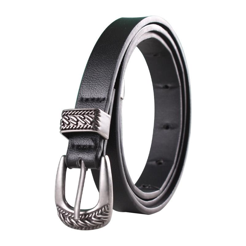 Ремень для женщин в стиле ретро с металлическим рельефом, персонализированная гравированная пряжка, модный универсальный декоративный пояс для одежды 105cm чёрный