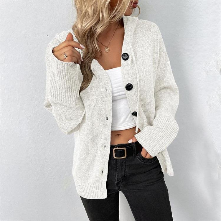Maglieria Vintage Autunno Inverno Maglione Scollo a V Manica Lunga Larga Tinta Unita Cardigan Top