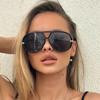 Luxurious Brand Style Designer Oversized Pilot Sunglasses for Women Men Popular Vintage Sun Eyeglasses Punk Double Bridge Shade UV400