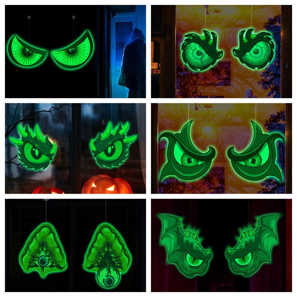 Fluorescent Halloween Ornament Double-Sided Fluorescent Eyes Halloween Trickery Night Giant Eyes Horror Decoration