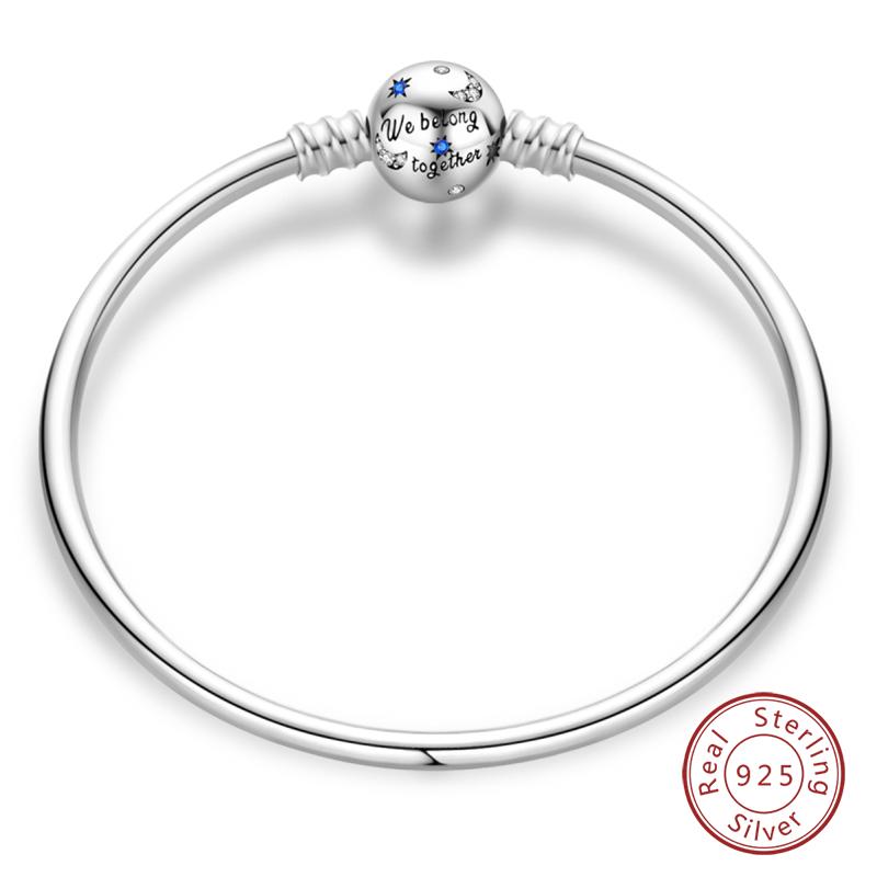 Bracciale Argento 925 Originale 17-20CM Stella Luna Sole Quadrifoglio Zircone Verde Bracciali Adatti Fai da Te Ciondoli Gioielli Compleanno Regali