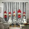 2pcs- Retro chicken pattern - Printed curtains, window decorations, home decorations, room decorations
