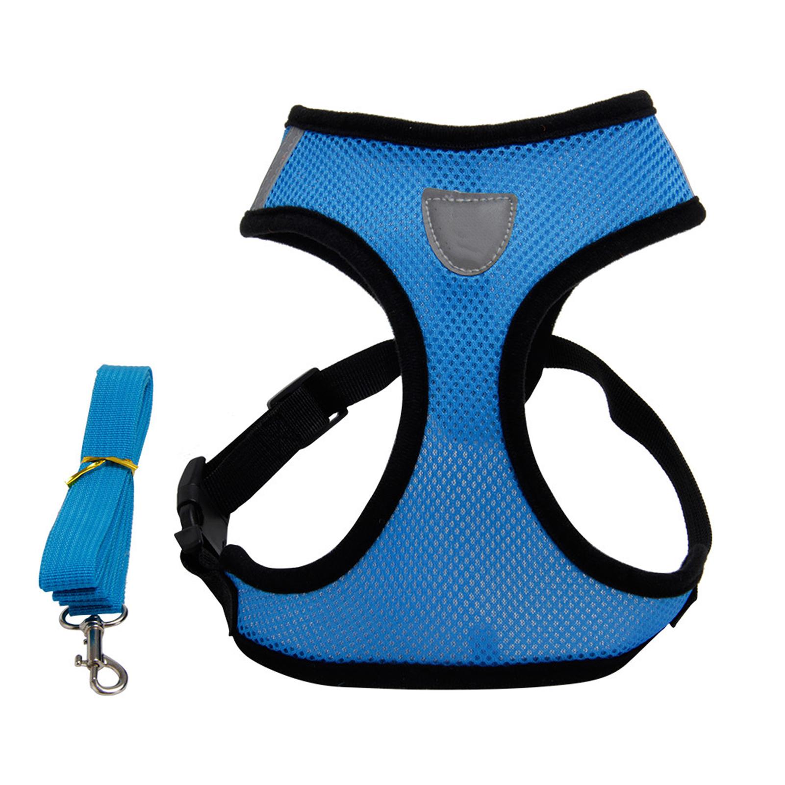 

Dog Harness with Leash Mesh Cloth Adjustable Soft Breathable Pet Vest for Outdoor Training and XL синій