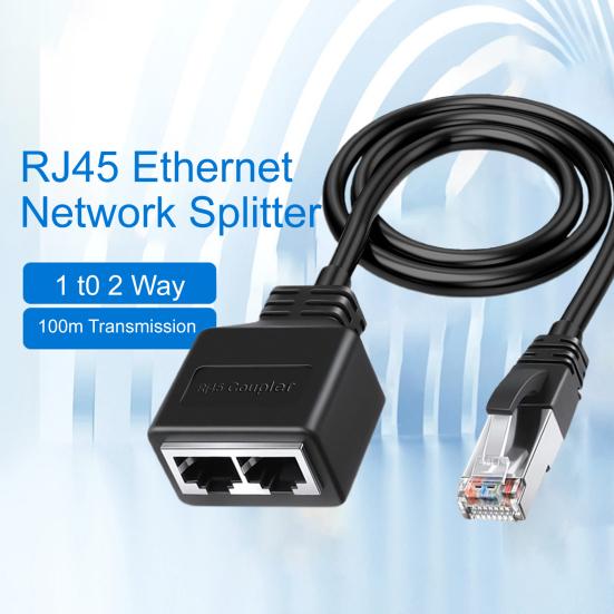 RJ45 Gigabit Network to 2 Ways Splitter 1 100m Transmission Two Devices Access