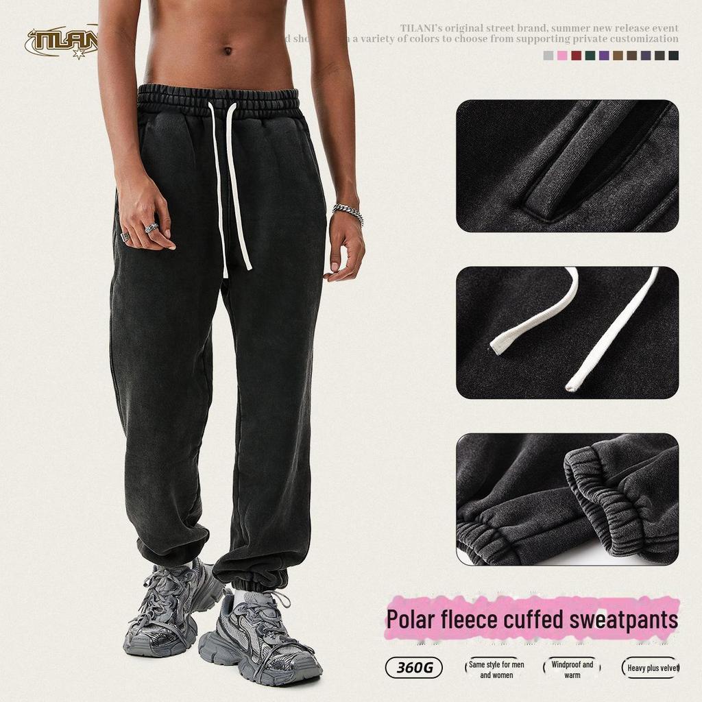 TILANI Men's American Retro Batik Plus Velvet Leggings - Casual Sports Sweatpants for Men & Couples