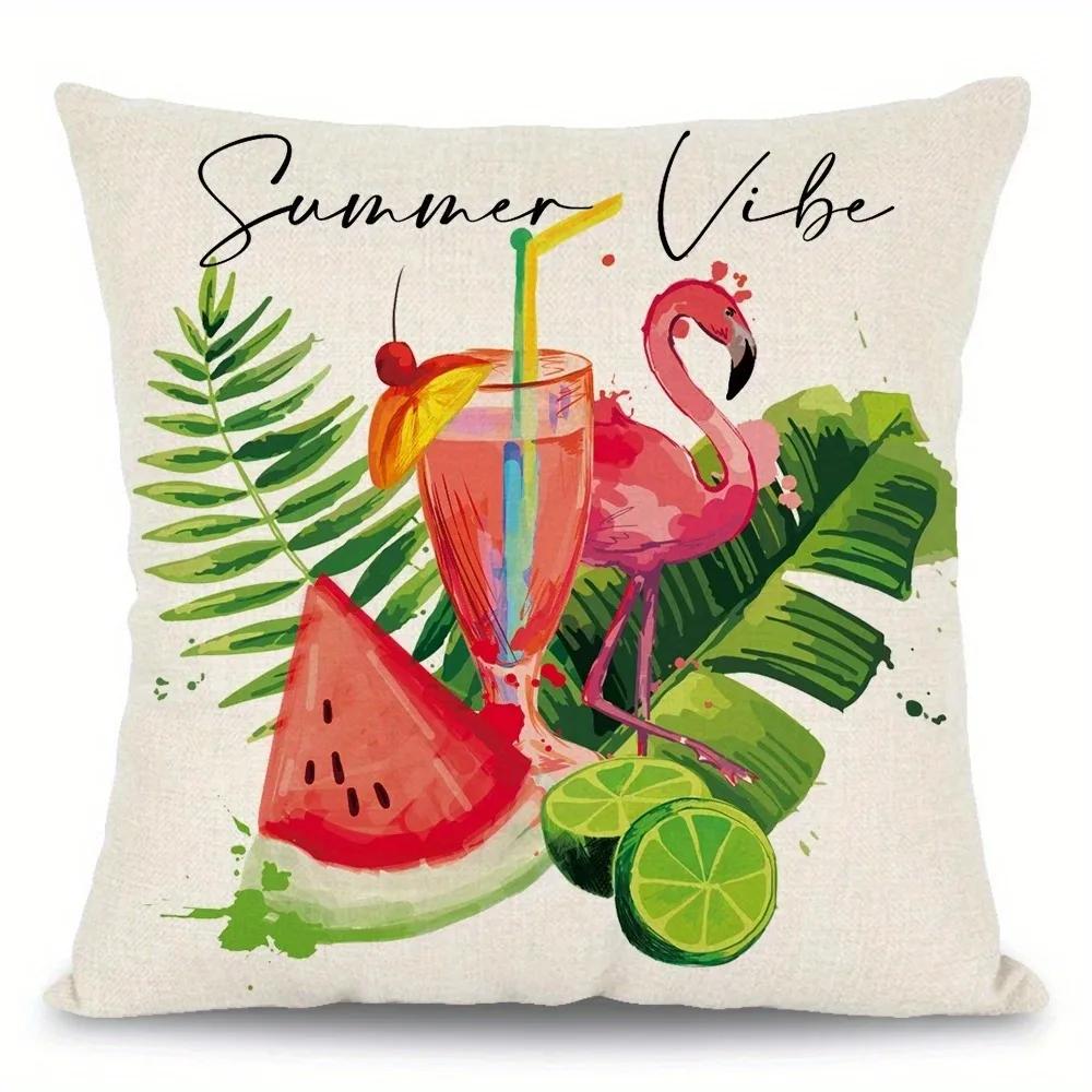 Summer Style Watermelon Element Pattern Home Decorative Pillowcase Living Room Sofa Polyester Cushion Cover with Zipper