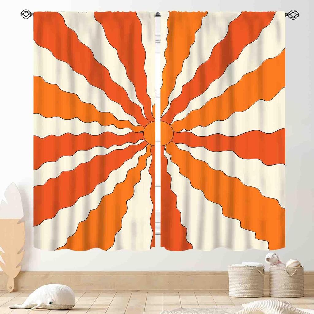 Hippie Mandala Vorhänge, Indisches Medaillon Trippy Boho Paisley Ästhetische Kunst Dekoration Bunte Orange Fensterbehandlung Für