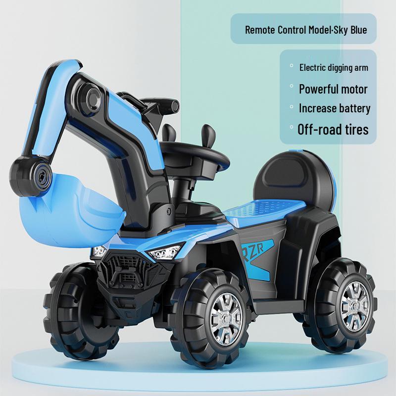 Excavator electric pentru copii: Jucărie de inginerie cu pedale mari cu 4 roți și muzică