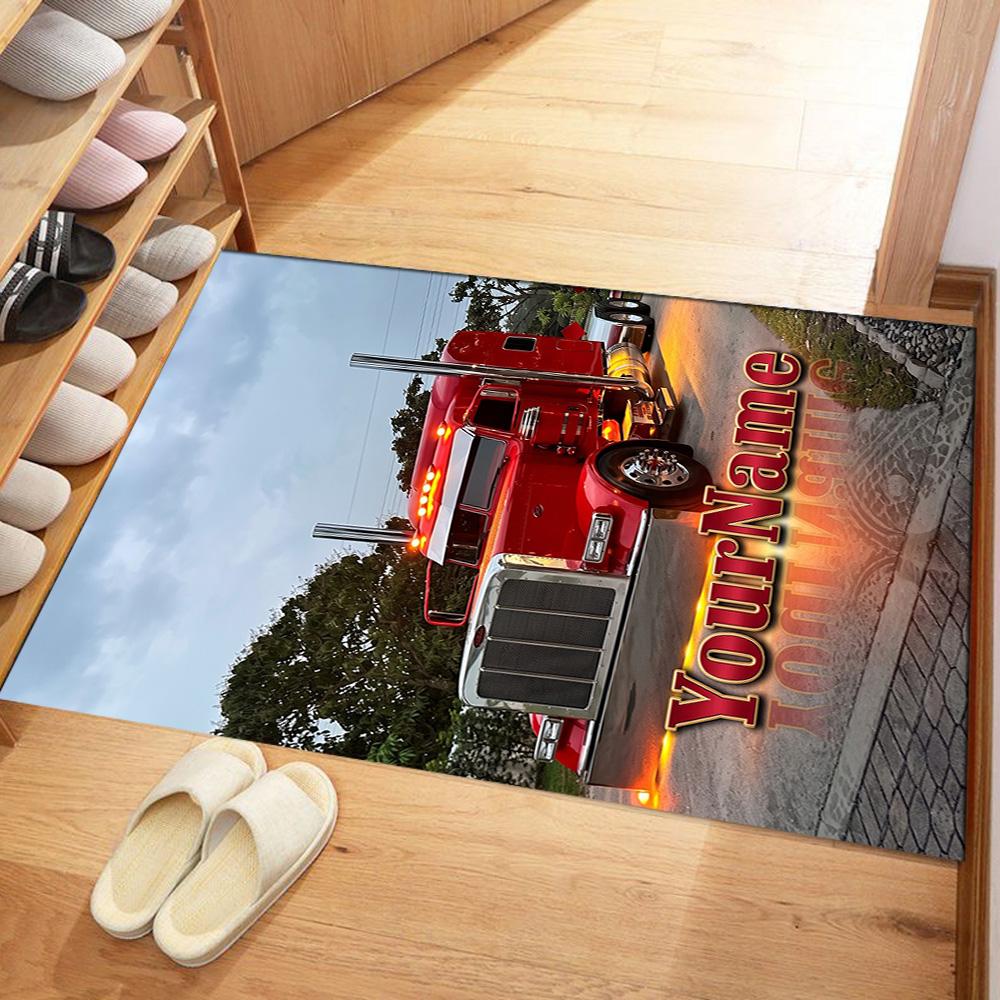 Peterbilt Heavy Trucks Customizable Name Floor Rug Office Rug Perfect for Entryway Study Room Game Room Playrooms Antislip Carpet Anime Office Decor