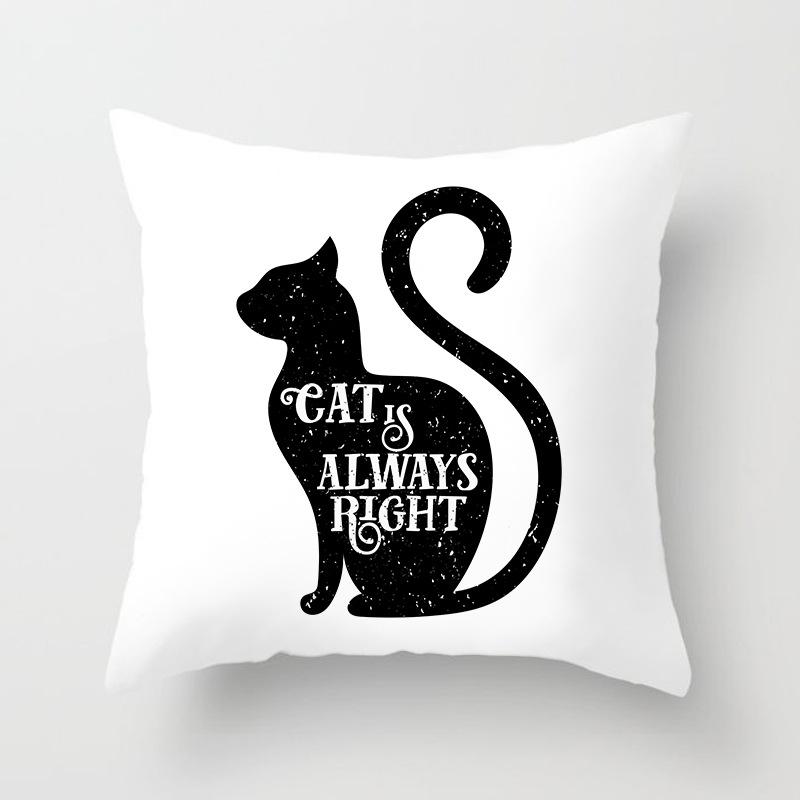 New Cartoon Black Cat Pattern Printed Pillowcase Home Sofa Pillowcase Cushion Cover