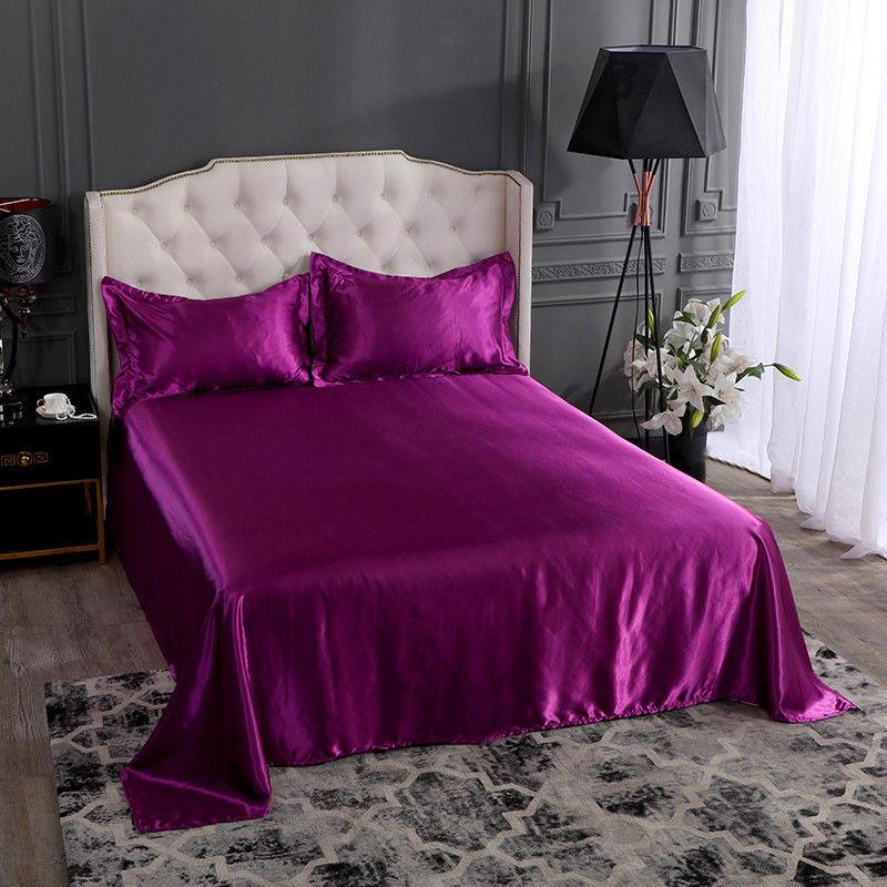 High End Satin Sheets, Soft And Comfortable Solid Color Sheets, Luxurious Single And Twin Bed Sheets