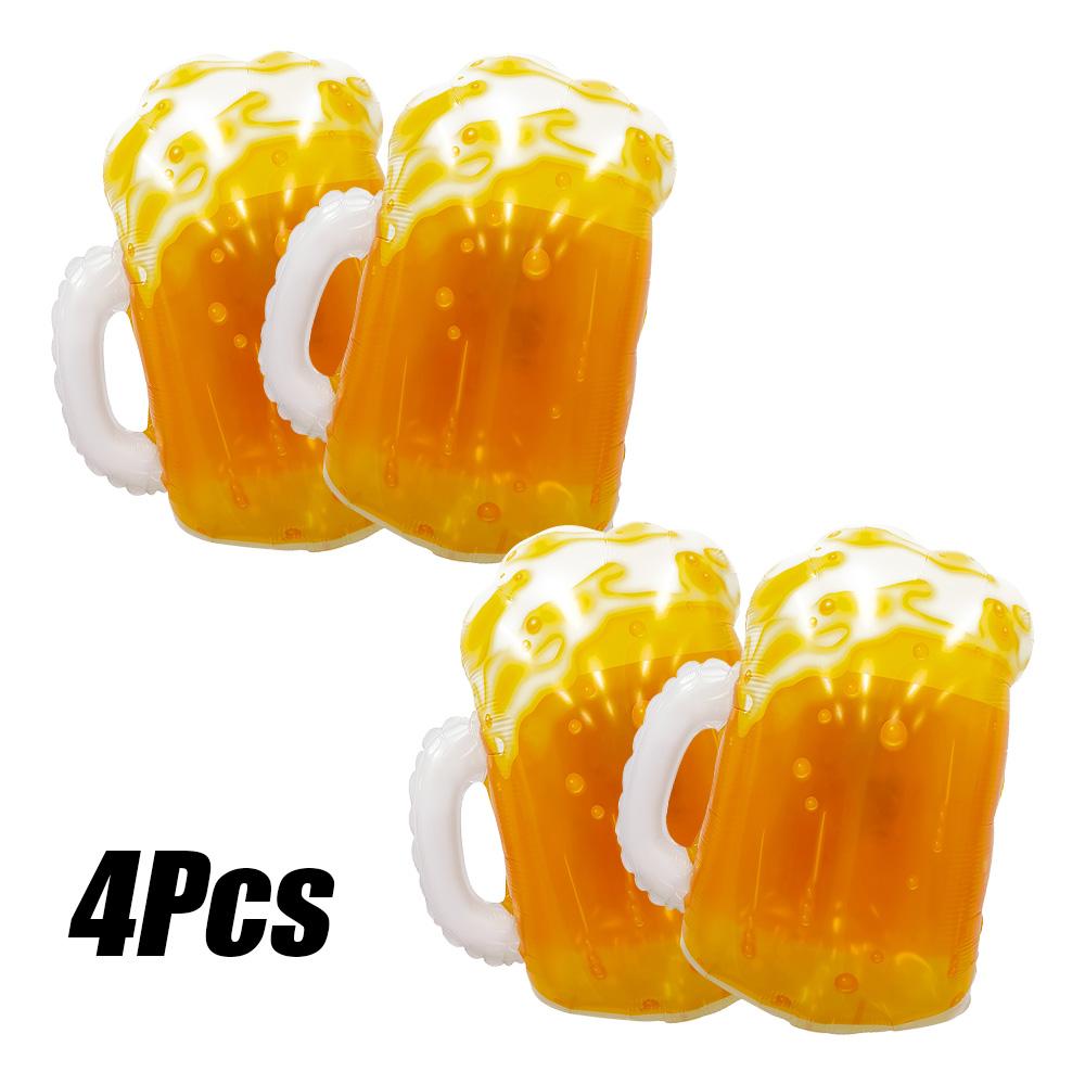 4-Pack Beer Mug Set, Beer Mug Balloons, Beer Mug Foil Balloons, Suitable for Oktoberfest, Themed Parties, Friend Gatherings Decoration Balloons Other