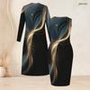 Women Plus Size Printed Two Piece Set Long Sleeve Open Front Cardigan Sleeveless Bodycon Dress Black Pink