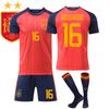 Teens Kids Adults Custome Name Football Kits 2026 World Cup Spain Home #16 RODRIGO Sport Training Jersey Set with Socks
