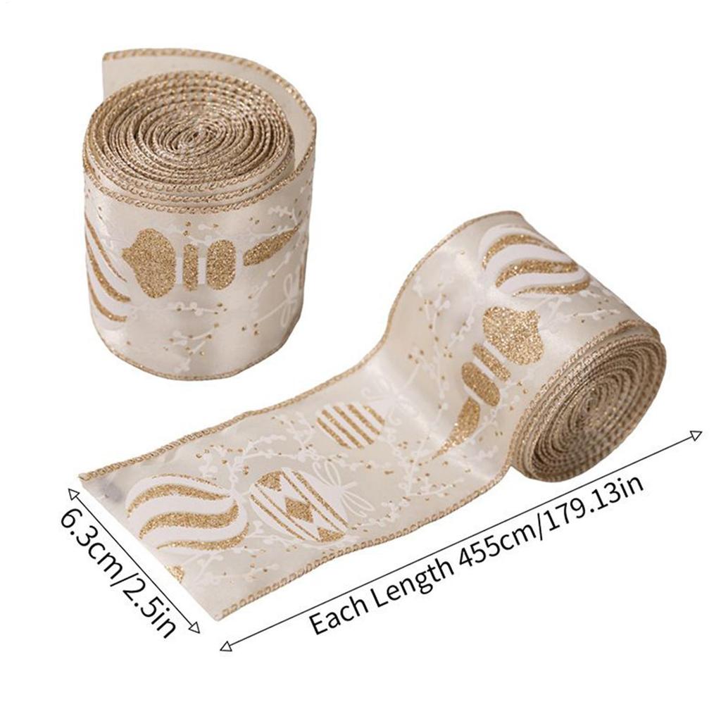 Weihnachtsband 2 Rollen DIY Weihnachtsbaum Kranz Schleife Band, Weihnachtsbaumspitze Dekoration Schleifen Basteln Geschenkband