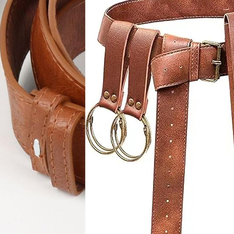 Men's Renaissance Costume Vikinges Costume Accessories Set Medieval Pirate Leather Belt Waist Bag Halloween Costumes