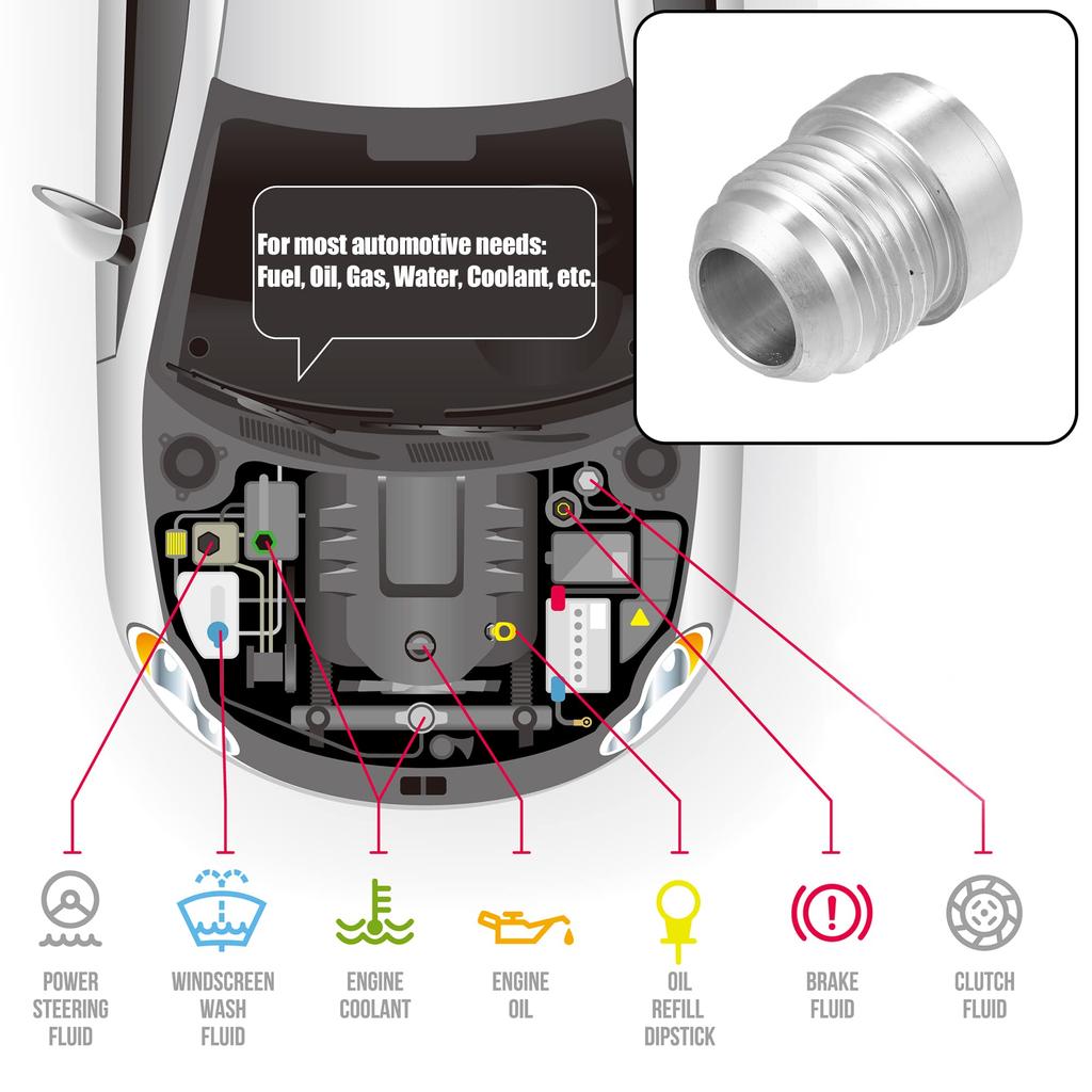 uxcell Car Auto 12AN Male Welding Fitting Plug Hose Adapter, Fuel , Aluminum Alloy, Silver Tone, 4 Pieces