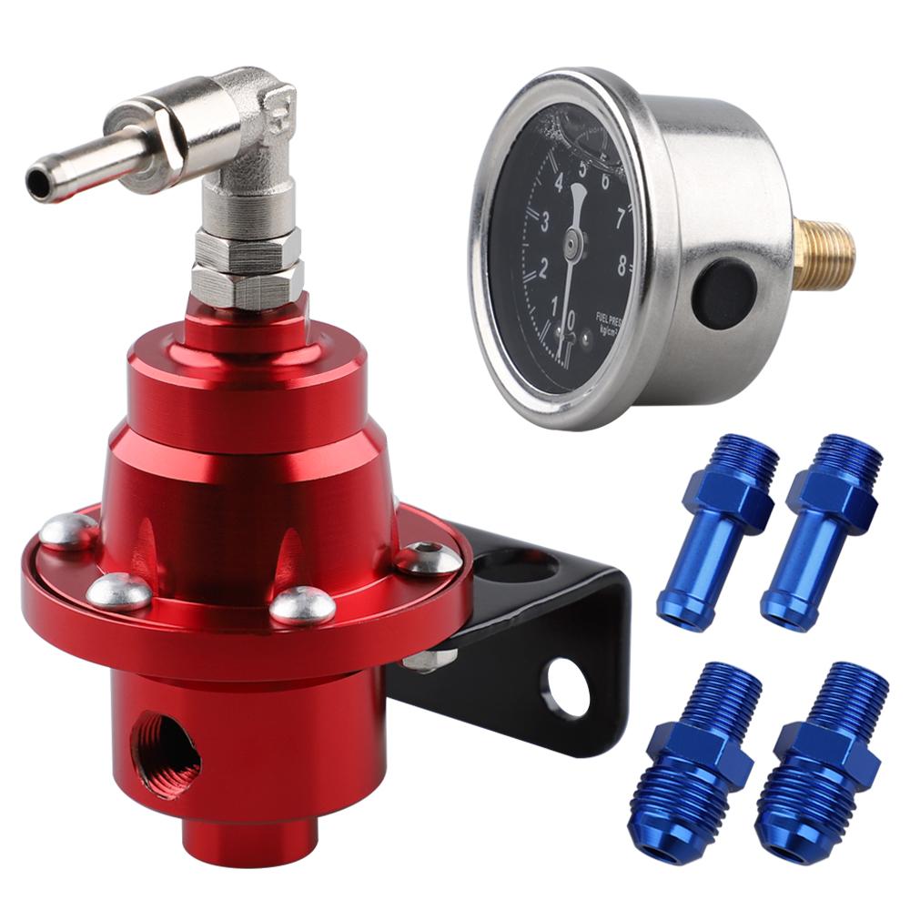 Adjustable Fuel Pressure Regulator Car Vehicle Refitting Fuel Supercharger Aluminum Universal with Gauge Kit