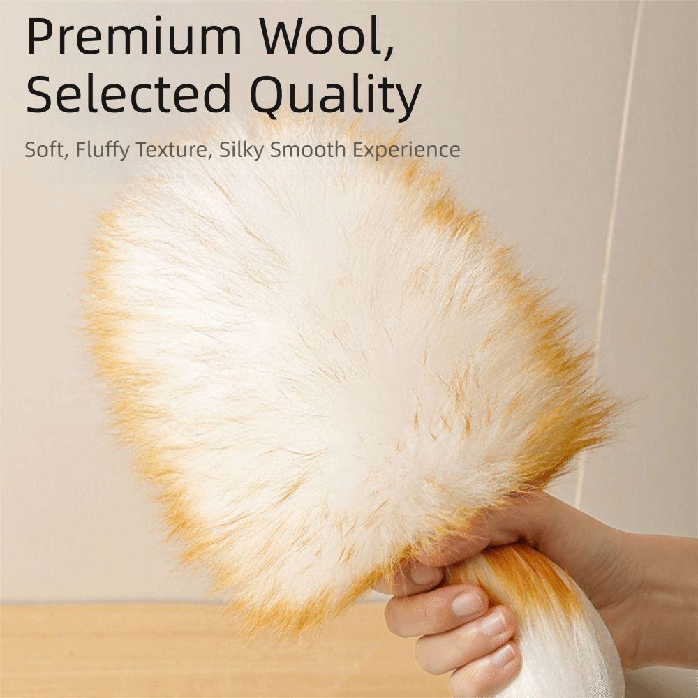 Washable Wool Duster Soft Brush Long Handle Multipurpose Cleaning Tools Lightweight Wooden Handle Wool Dust Collector