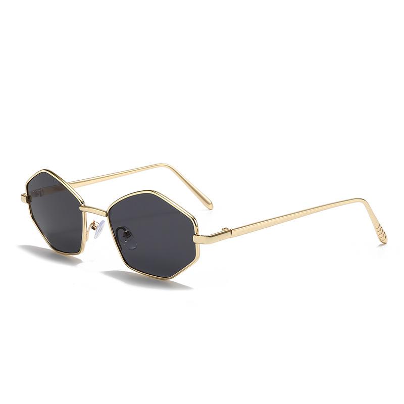 European and American new metal multilateral rhombus sunglasses women's high-end fashion sunglasses sun protection hip-hop glasses men