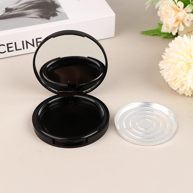 Reusable Empty Single Black Circular Highlight Box Blush Shadow Powder Box With Mirror Aluminum Pan Inside Diameter 59Mm