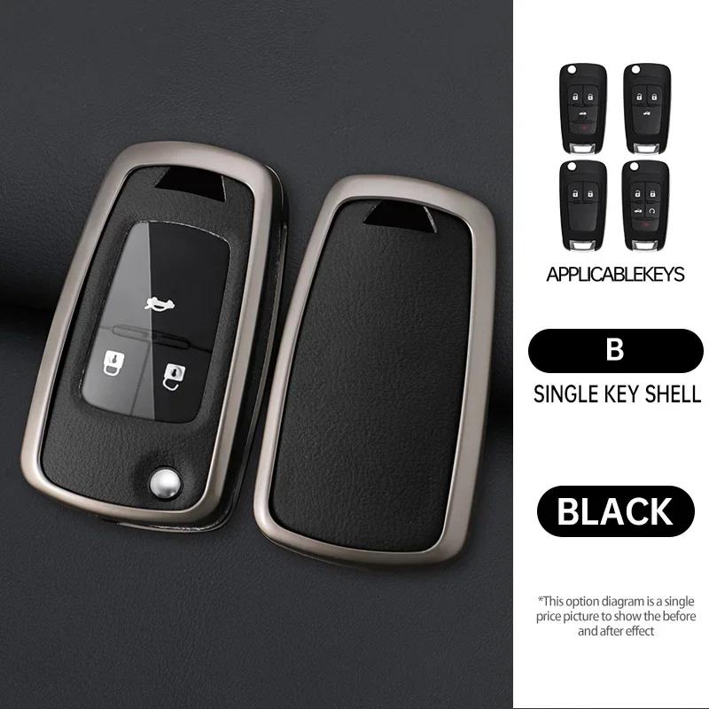 Zinc Alloy Genuine Leather Auto Key Fob Case Cover Fit For Chevrolet Tahoe Suburban Fit For Gmc Yukon Fit For Buick Envision S Plus Avenir -