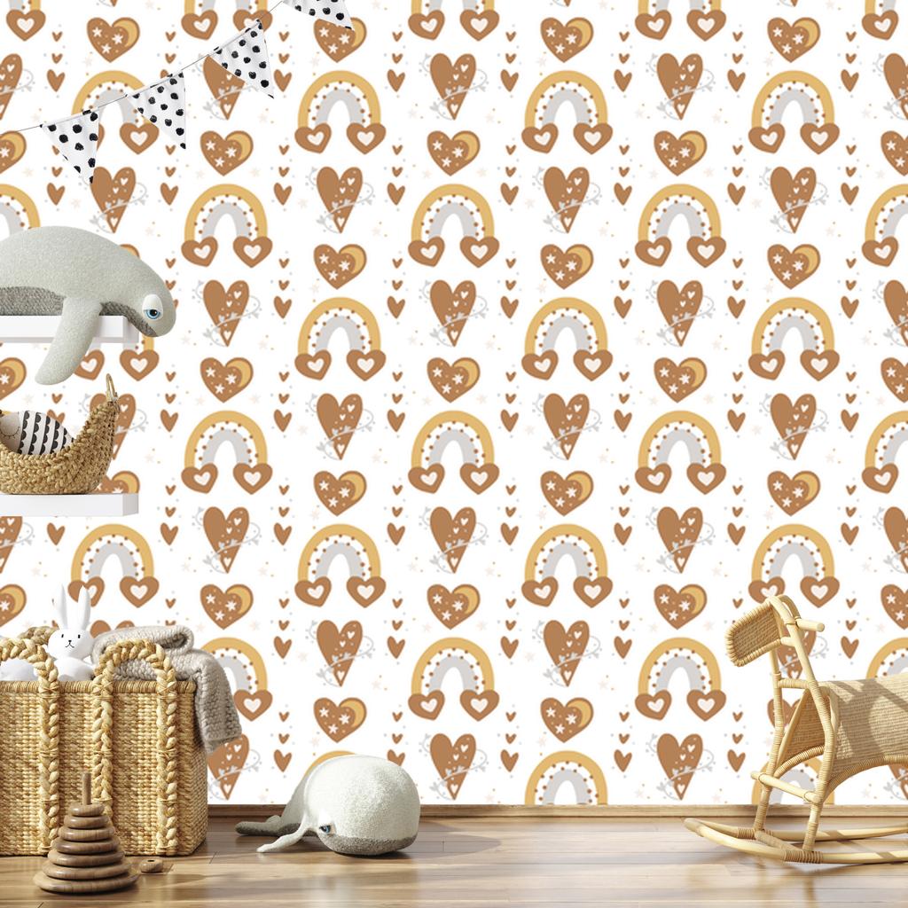 Rainbows and Butterflies Boho Orange Wallpaper for Living Room and Bedroom 50x1000
