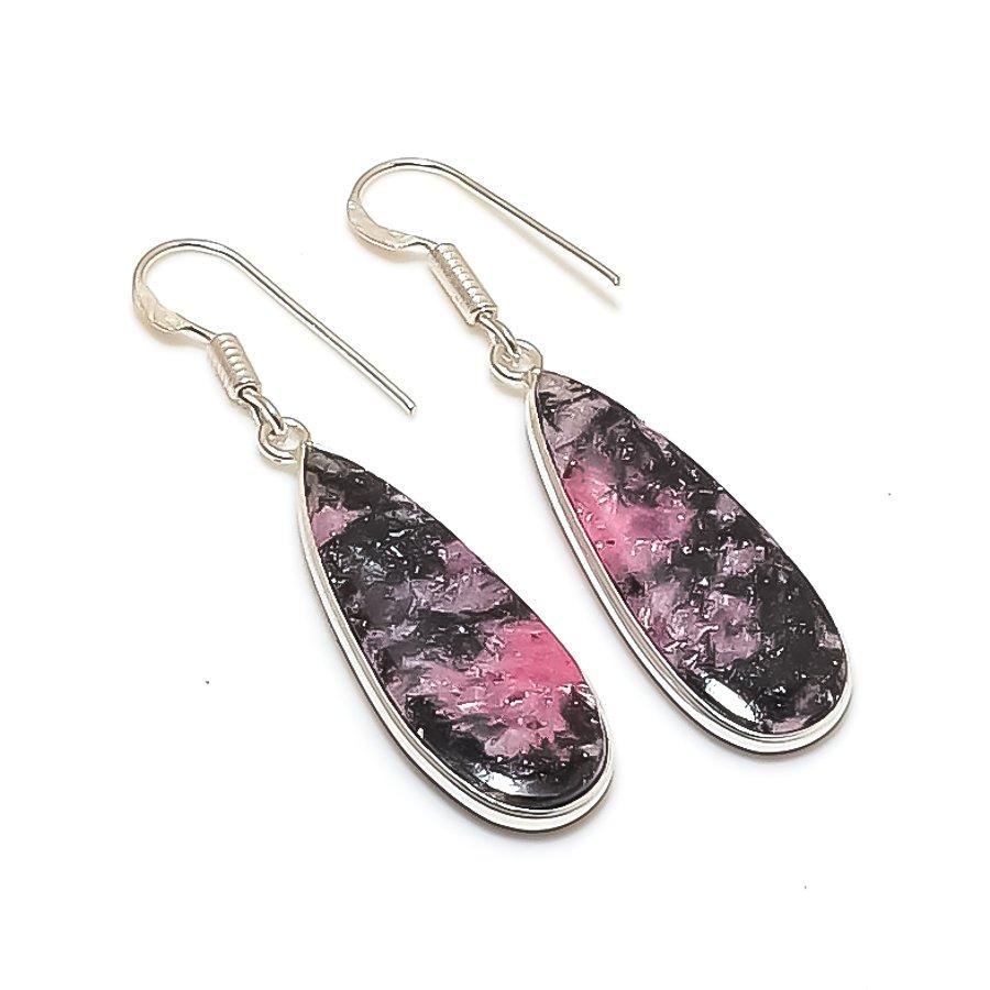 Natural Rhodonite Gemstone 925 Sterling Silver Jewelry Earring 1.97  AE-12106