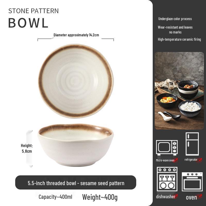 Creative Retro 5-inch Japanese Ceramic Rice and Soup Bowl