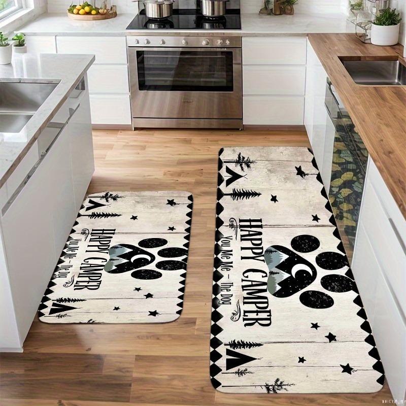 1PC HAPPY CAMPER Pattern Kitchen Rug Non-Slip Door Mat Pop Design Bathroom Rug Bath Mat Carpet for Home Sink Laundry Decor