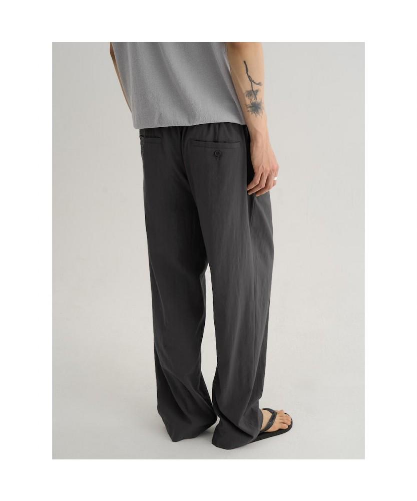 8SECONDS Rayon Blended Slub Wide Fit Slacks Ash