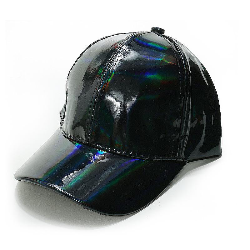 Women's European and American hip hop hats jazz dazzling PU leather peaked caps laser baseball caps