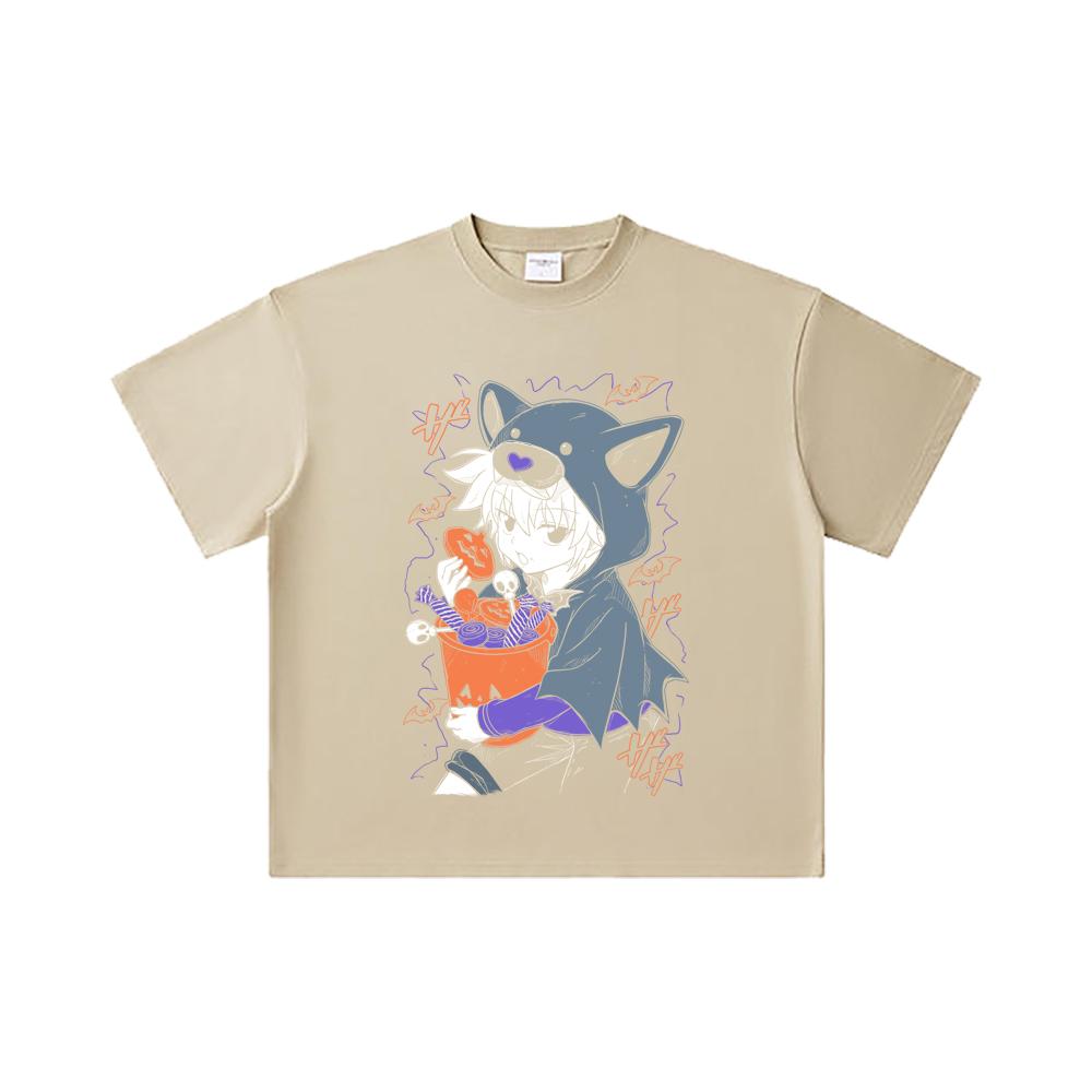 260 GSM Double Yarn 32 Count 100% Cotton HXH V10 Killua Halloween Print Unisex Heavy Cotton T Shirt